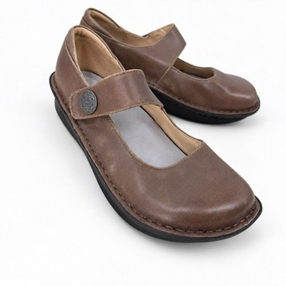 Alegria Paloma Mary Jane Shoes EU 37 US 7/7.5 Taupe Stones Throw Leather Comfort